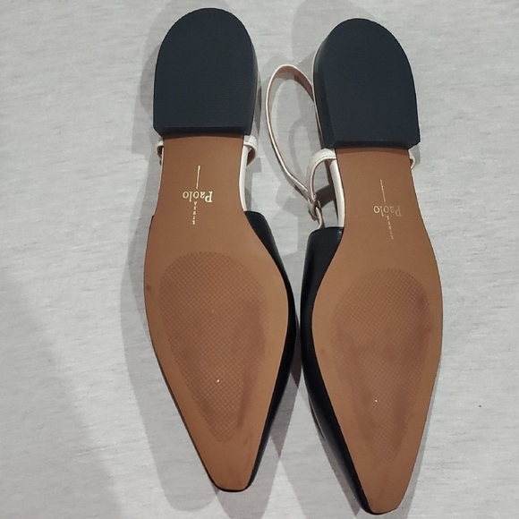 Paolo Black and White Pointed Flats - Picture 9 of 9